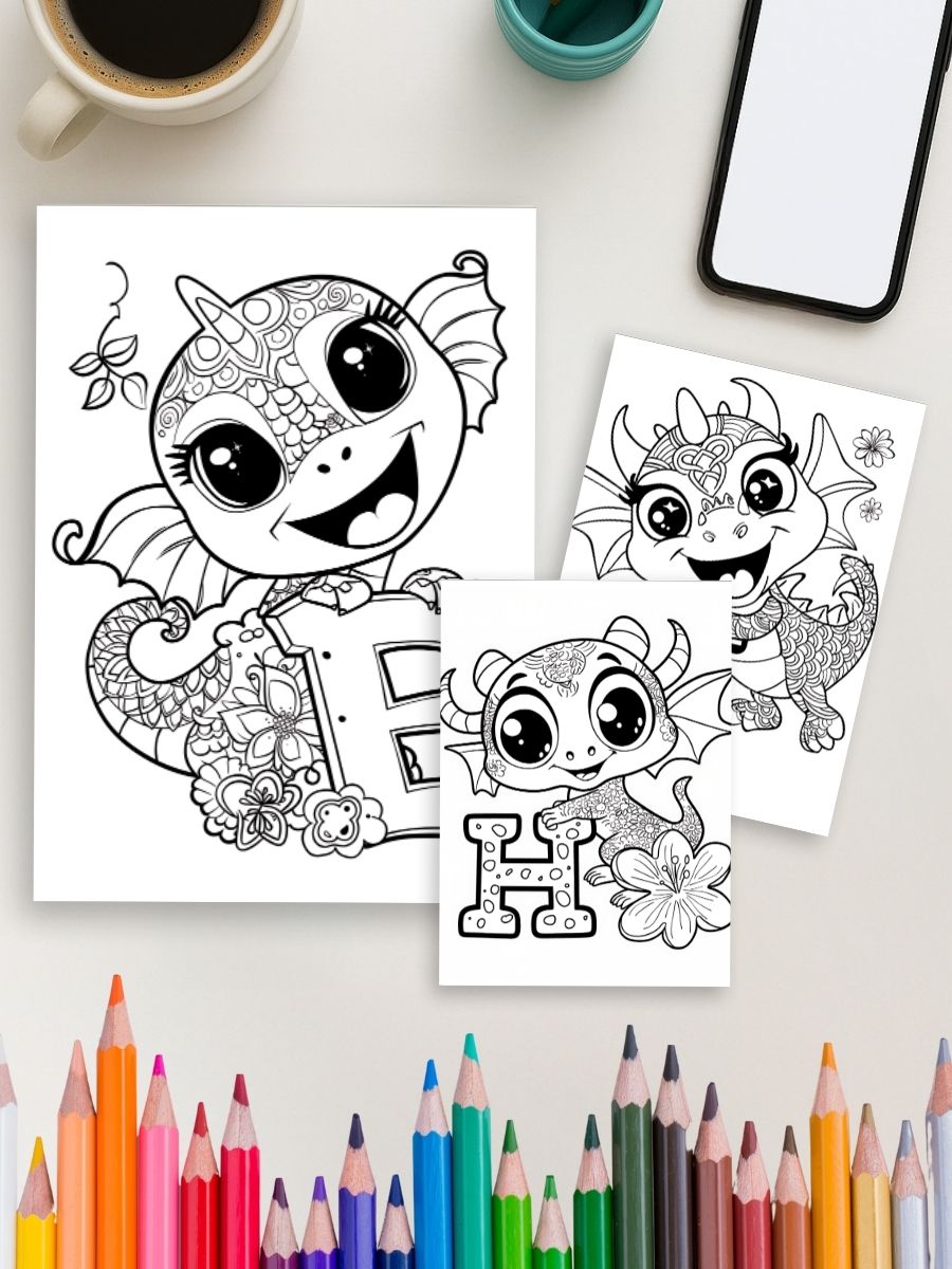 Dragon ABC – 36 Alphabet & Number Pages with Dragons - Image 3